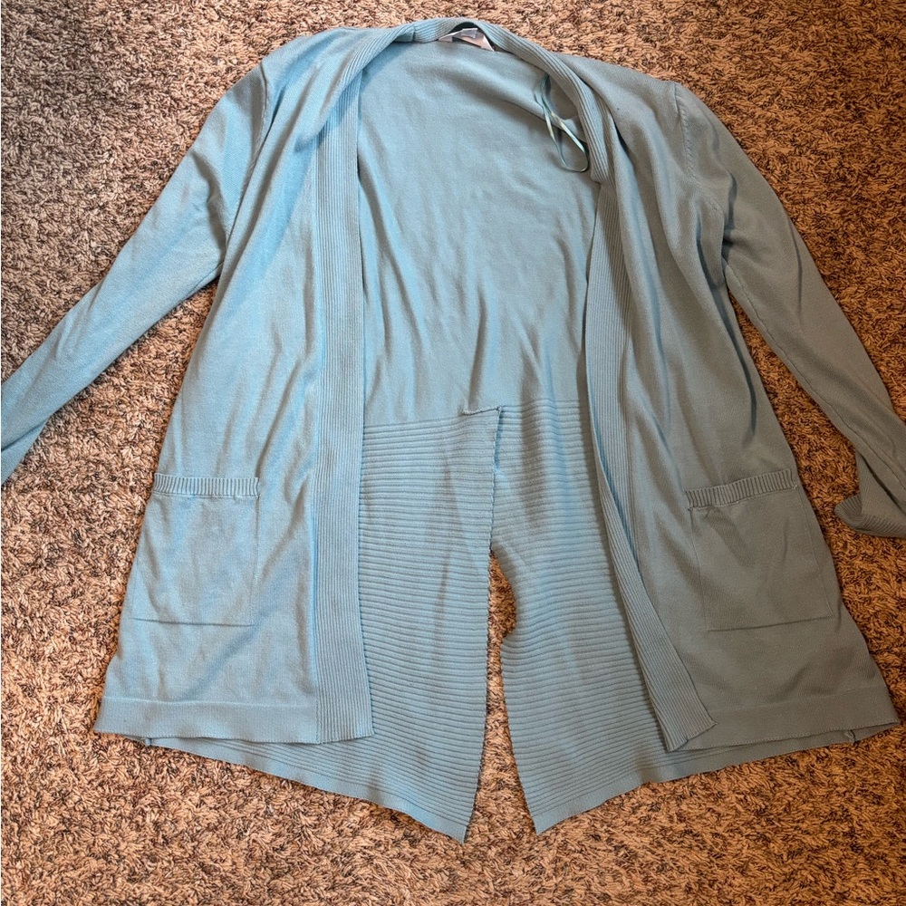 Time and Tru Light Blue Open Front Cardigan